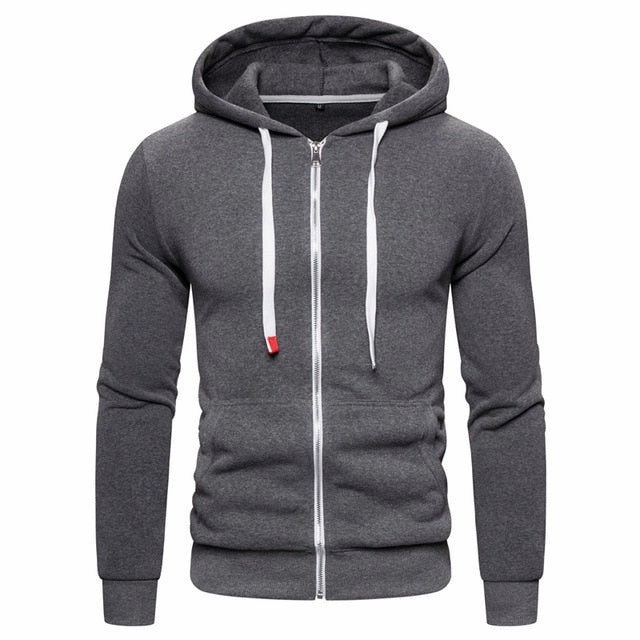 AUTUMN WINTER COTTON HOODIED MEN'S SWEATSHIRT SOLID HOODY FLEECE THICK HOODIES MEN SPORTSWEAR ZIPPER SWEATSHIRTS MEN'S