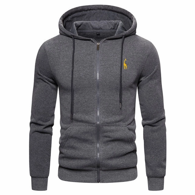 AUTUMN WINTER COTTON HOODIED MEN'S SWEATSHIRT SOLID HOODY FLEECE THICK HOODIES MEN SPORTSWEAR ZIPPER SWEATSHIRTS MEN'S