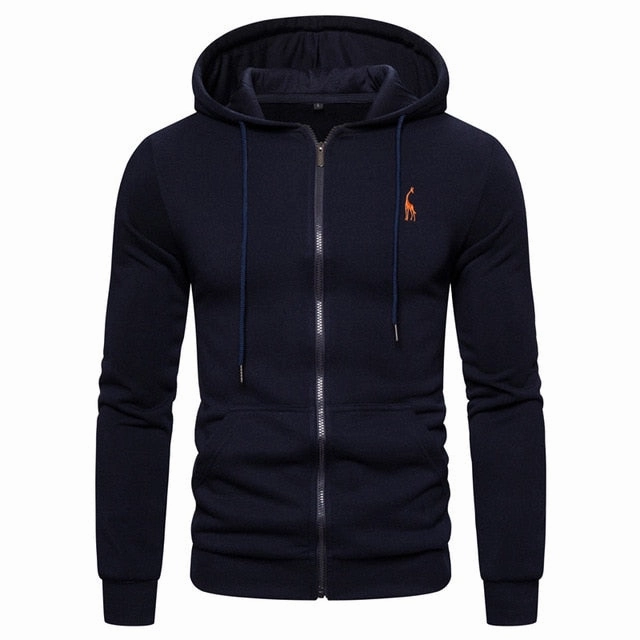 AUTUMN WINTER COTTON HOODIED MEN'S SWEATSHIRT SOLID HOODY FLEECE THICK HOODIES MEN SPORTSWEAR ZIPPER SWEATSHIRTS MEN'S