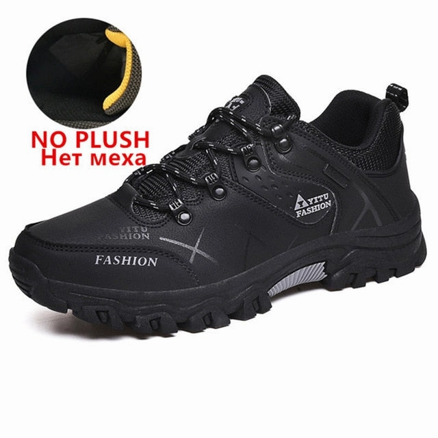 Brand Men Winter Snow Boots Waterproof Leather Sneakers Super  Warm Men's Boots Outdoor Male Hiking Boots Work Shoes Size 39-47