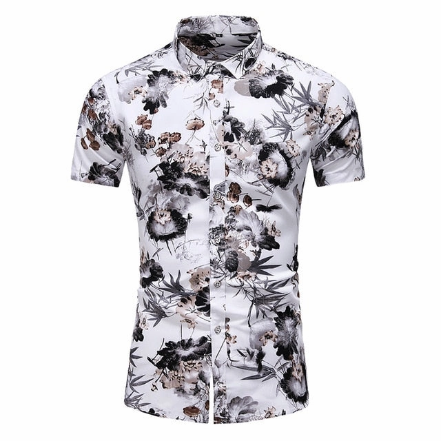 DESIGN SHORT SLEEVE CASUAL SHIRT MEN'S PRINT BEACH BLOUSE NEW SUMMER MEN'S SHIRTS