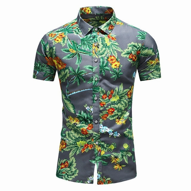 DESIGN SHORT SLEEVE CASUAL SHIRT MEN'S PRINT BEACH BLOUSE NEW SUMMER MEN'S SHIRTS