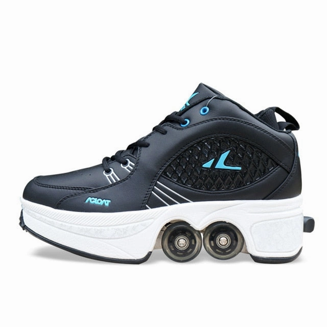 Hot Shoes Casual Sneakers Walk Skates Deform Wheel Skates for Adult Men Women Unisex Couple Childred Runaway Skates Four-wheeled