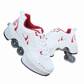 Hot Shoes Casual Sneakers Walk Skates Deform Wheel Skates for Adult Men Women Unisex Couple Childred Runaway Skates Four-wheeled