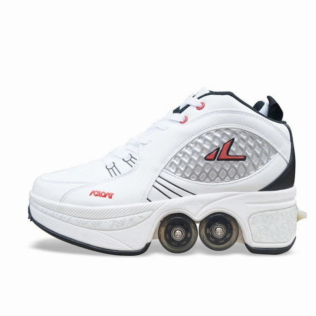 Hot Shoes Casual Sneakers Walk Skates Deform Wheel Skates for Adult Men Women Unisex Couple Childred Runaway Skates Four-wheeled