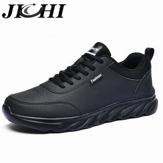 JICHI Men Casual Shoes Leather Breathable Men Sneakers Comfortable Walking Shoes Lightweight Rubber Couple Sneakers for Men