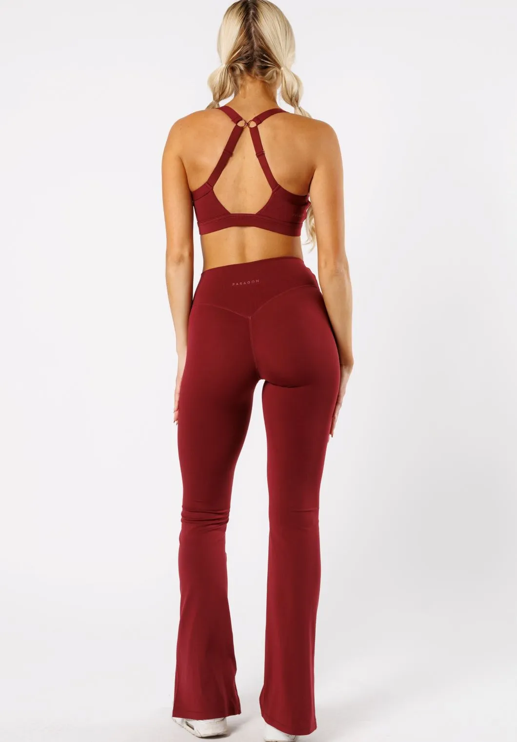 Reluna? Front Slit Sculptseam? Flare Leggings 34" Red Velvet