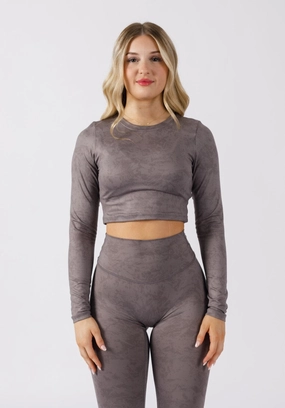Reluna? Long Sleeve Crop Gunmetal
