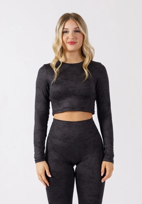 Reluna? Long Sleeve Crop Obsidian