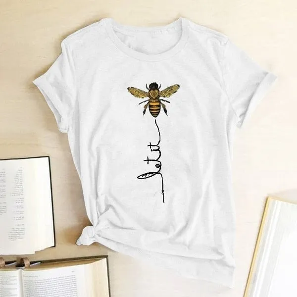 WOMEN BEE KIND T-SHIRT AESTHETICS GRAPHIC SHORT SLEEVE COTTON POLYESTER T-SHIRTS