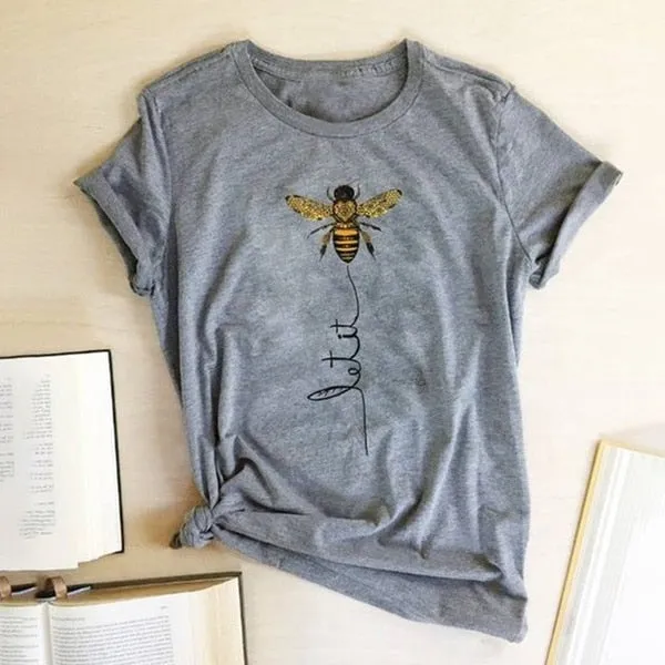 WOMEN BEE KIND T-SHIRT AESTHETICS GRAPHIC SHORT SLEEVE COTTON POLYESTER T-SHIRTS