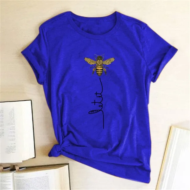 WOMEN BEE KIND T-SHIRT AESTHETICS GRAPHIC SHORT SLEEVE COTTON POLYESTER T-SHIRTS