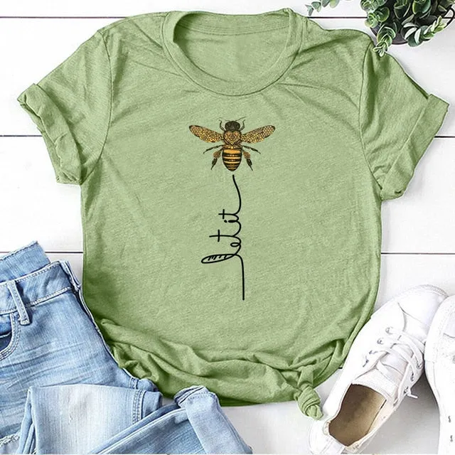 WOMEN BEE KIND T-SHIRT AESTHETICS GRAPHIC SHORT SLEEVE COTTON POLYESTER T-SHIRTS