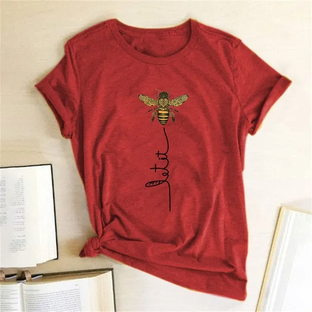 WOMEN BEE KIND T-SHIRT AESTHETICS GRAPHIC SHORT SLEEVE COTTON POLYESTER T-SHIRTS