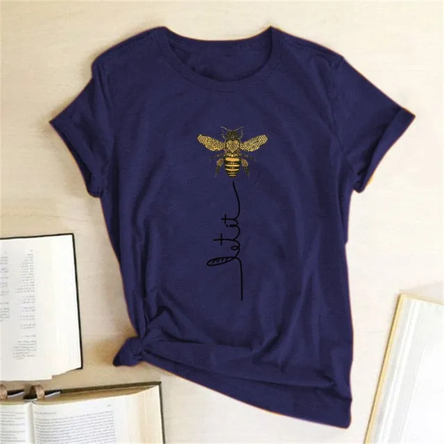 WOMEN BEE KIND T-SHIRT AESTHETICS GRAPHIC SHORT SLEEVE COTTON POLYESTER T-SHIRTS