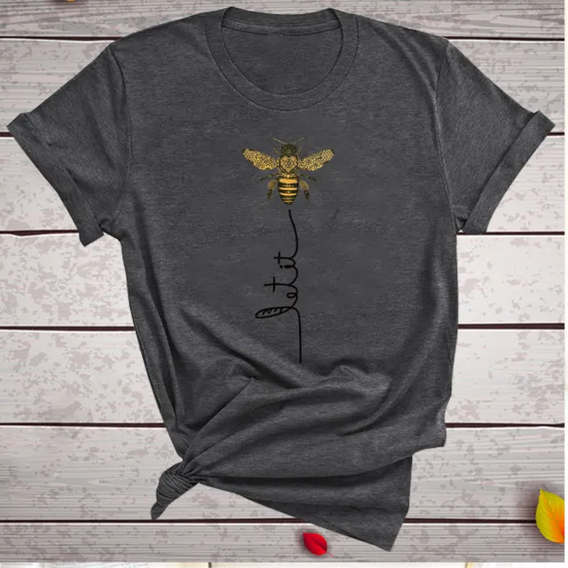 WOMEN BEE KIND T-SHIRT AESTHETICS GRAPHIC SHORT SLEEVE COTTON POLYESTER T-SHIRTS