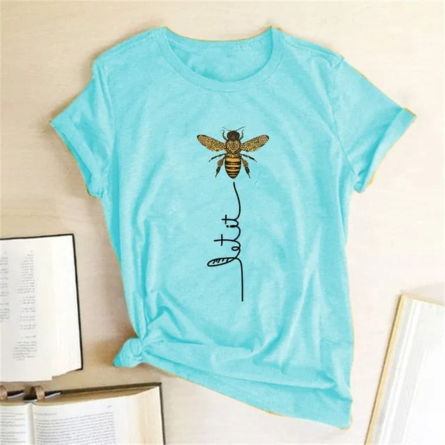 WOMEN BEE KIND T-SHIRT AESTHETICS GRAPHIC SHORT SLEEVE COTTON POLYESTER T-SHIRTS