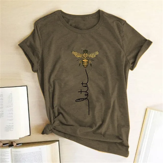 WOMEN BEE KIND T-SHIRT AESTHETICS GRAPHIC SHORT SLEEVE COTTON POLYESTER T-SHIRTS