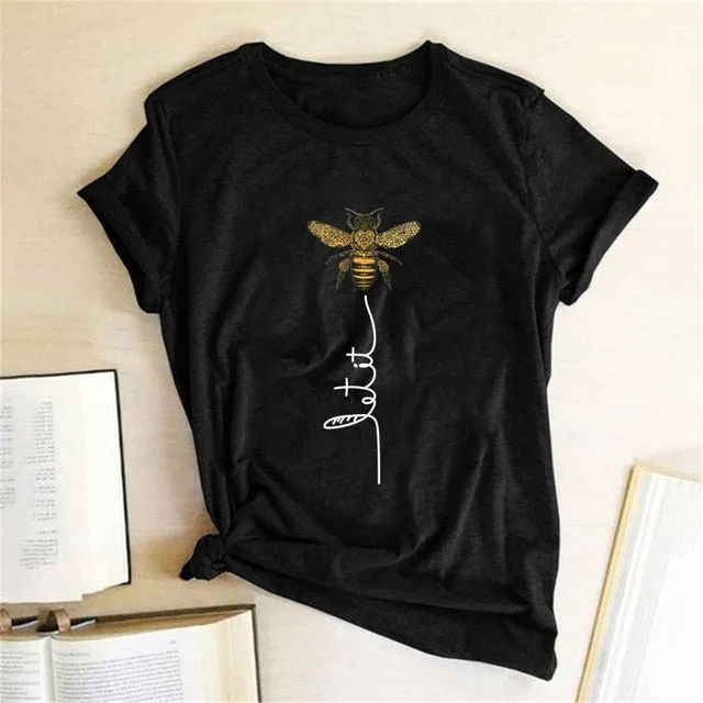 WOMEN BEE KIND T-SHIRT AESTHETICS GRAPHIC SHORT SLEEVE COTTON POLYESTER T-SHIRTS