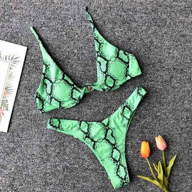 WOMEN PUSH UP BANDAGE BIKINI SOLID COLOR SWIMSUIT LOW WAIST TRIANGLE SWIMWEAR SEXY BATHING SUIT